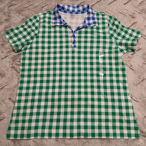 Kim Rogers Mixed Polo Checkered Short Sleeve Perfectly Soft Top Tee - Picture 2 of 10